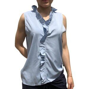 Women's Light Blue Ruffle Sleeve Blouse Top - Size Medium‎